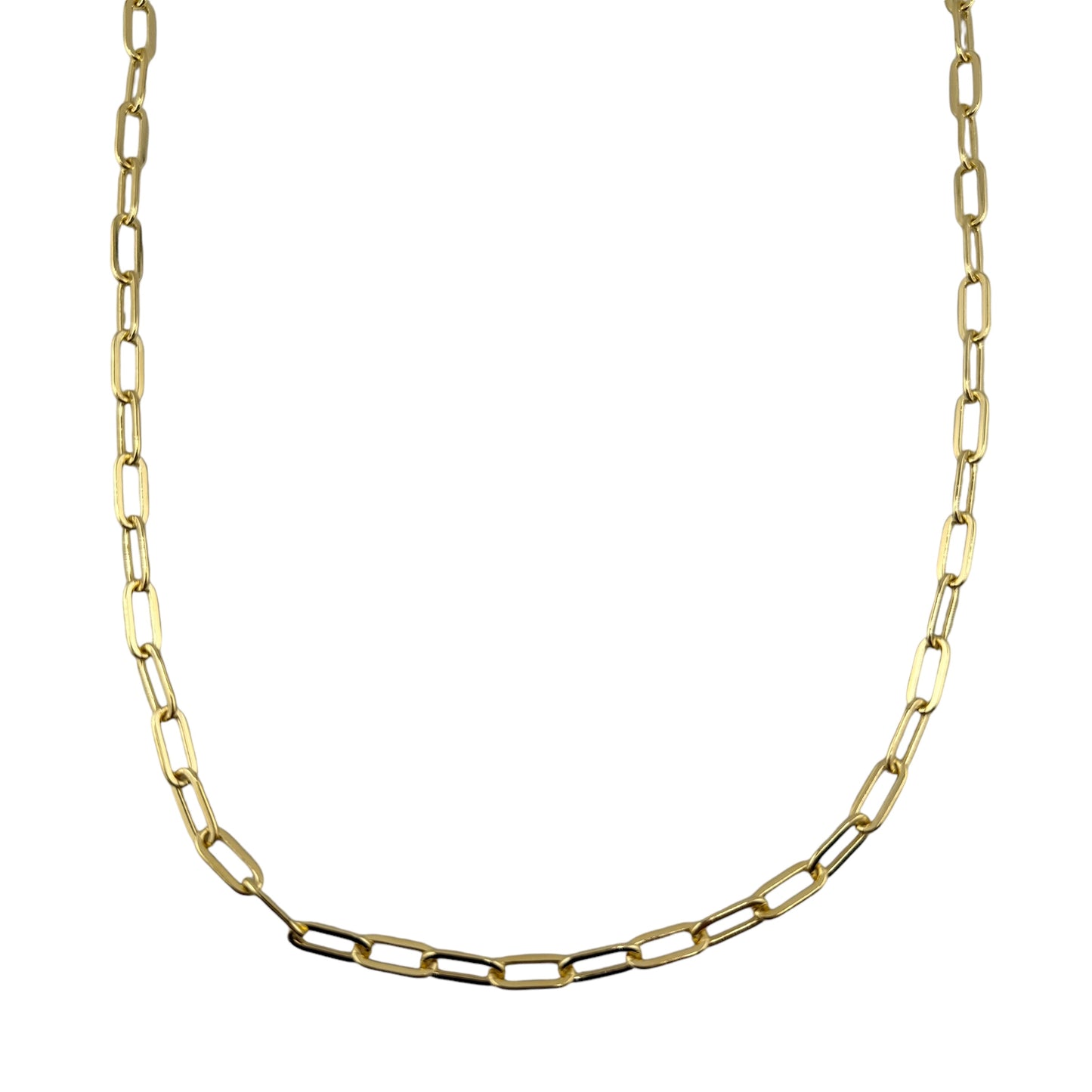 14K Gold over Sterling Silver Paper Clip Flat 120 4.6mm Two Tone Chain Necklace Bracelet