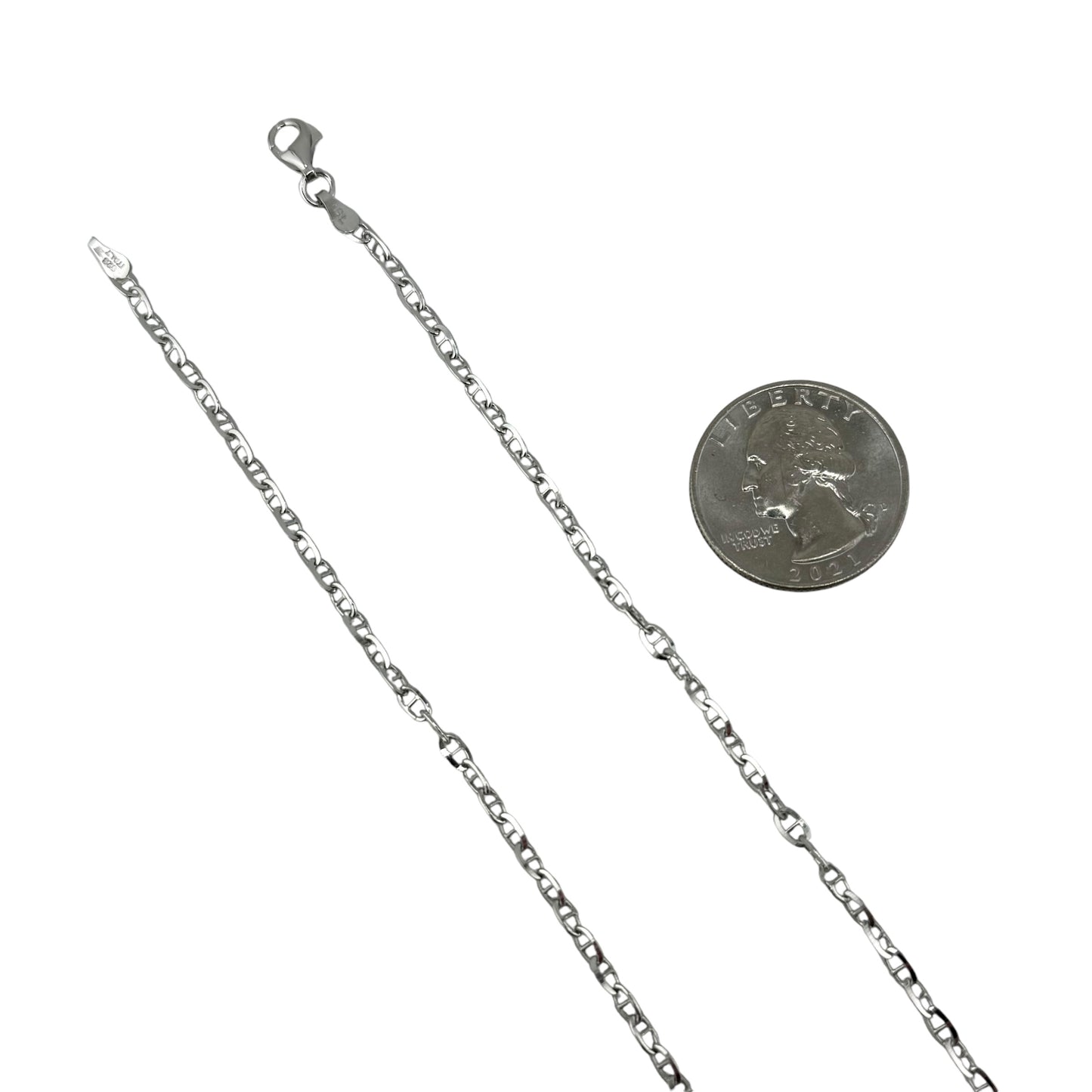 Sterling Silver Rhodium Brilluci 050 2.7mm Chain Necklace .925 Italy