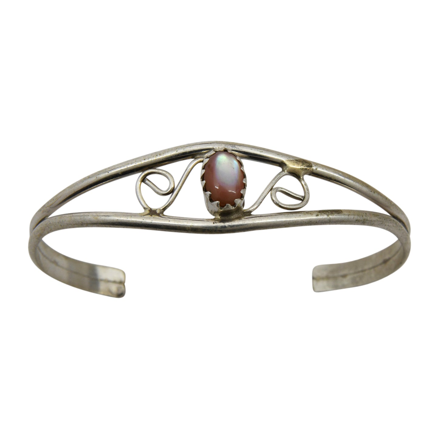 Judy Lincoln Sterling Silver Navajo Pink Mussel Baby Bracelet