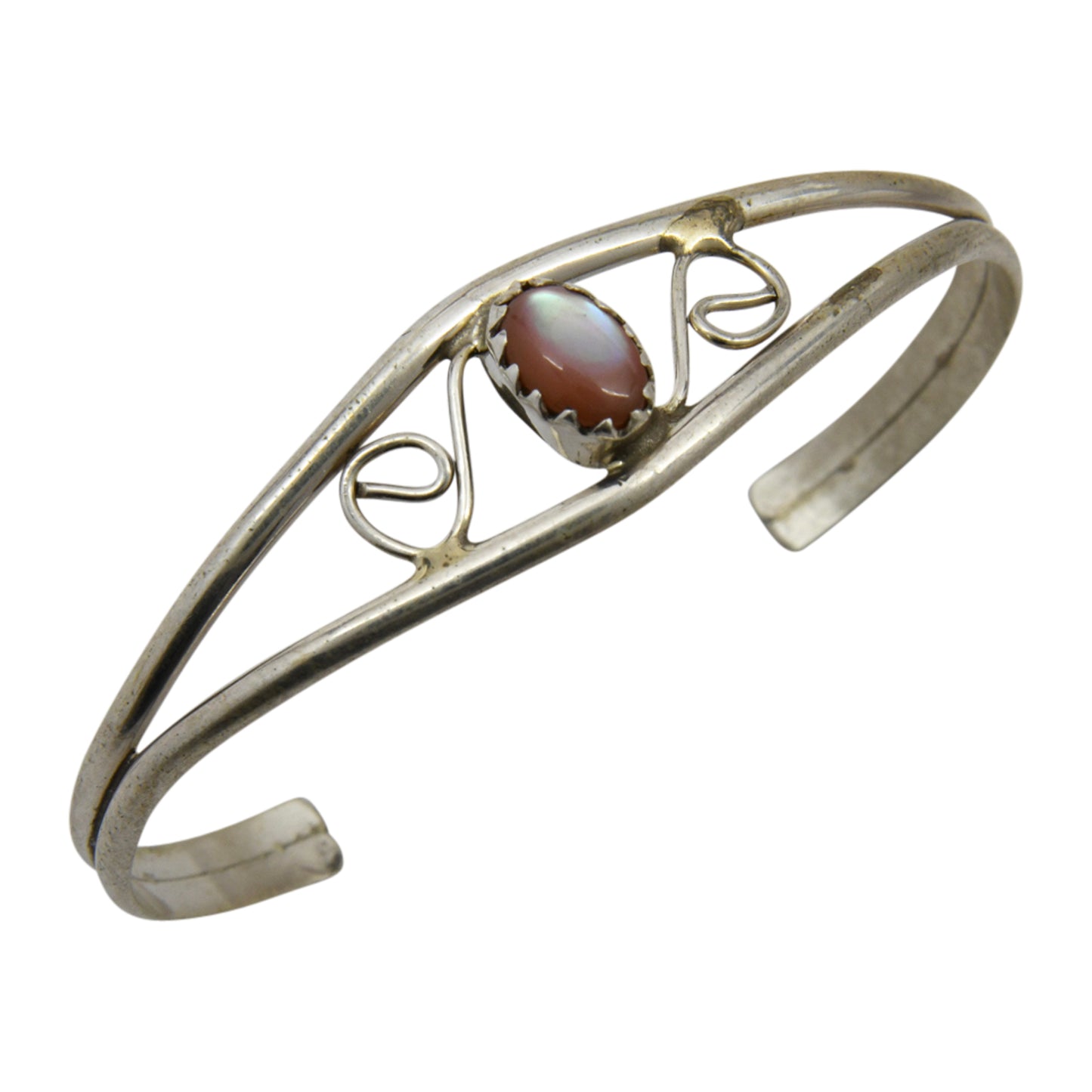Judy Lincoln Sterling Silver Navajo Pink Mussel Baby Bracelet