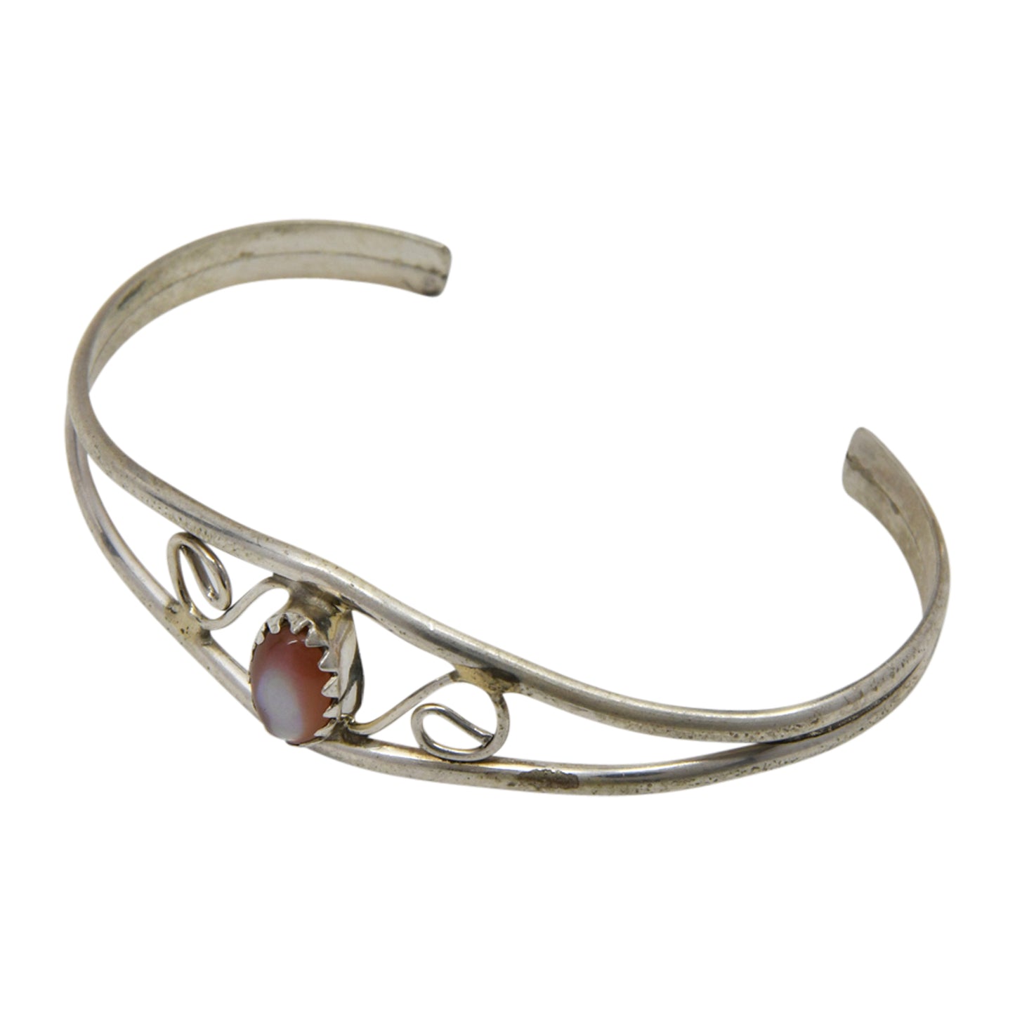 Judy Lincoln Sterling Silver Navajo Pink Mussel Baby Bracelet