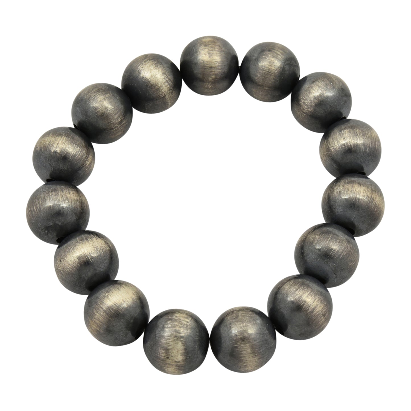 Sterling Silver Desert Pearls Oxidize Round Bead Stretch Bracelet. Available from 4mm to 12mm