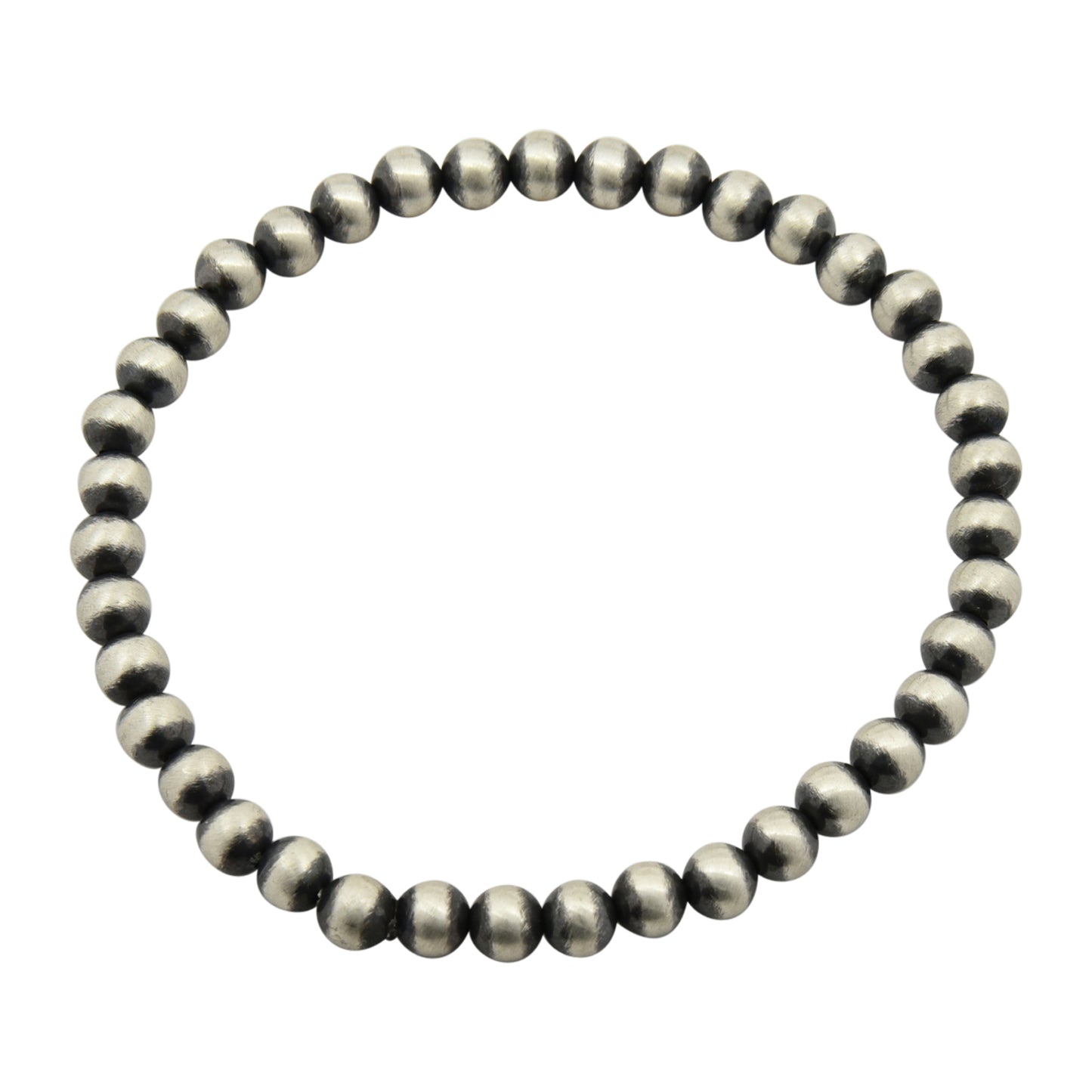 Sterling Silver Navajo Pearl Oxidize Bead Stretch Bracelet. Available from 4mm to 12mm