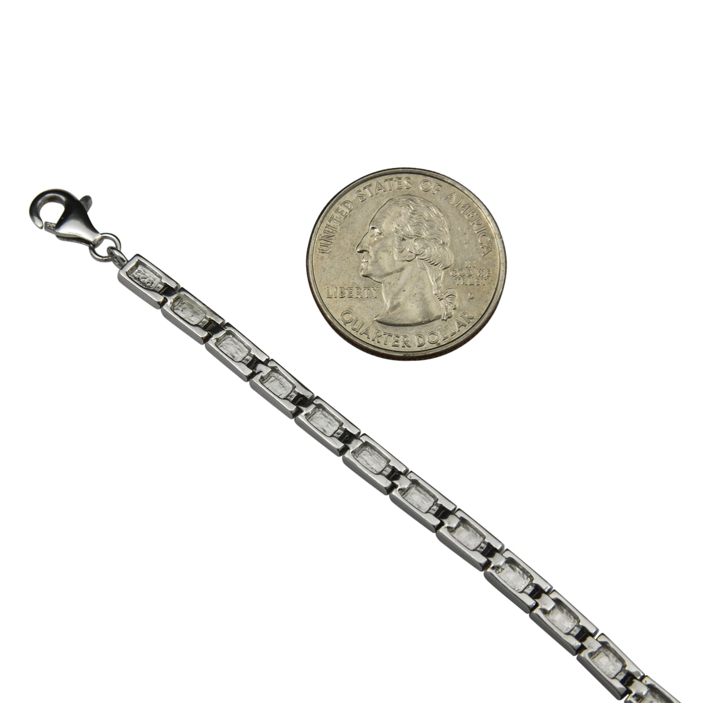 Sterling Silver White Lab Opal Small Rectangle Tennis Bracelet