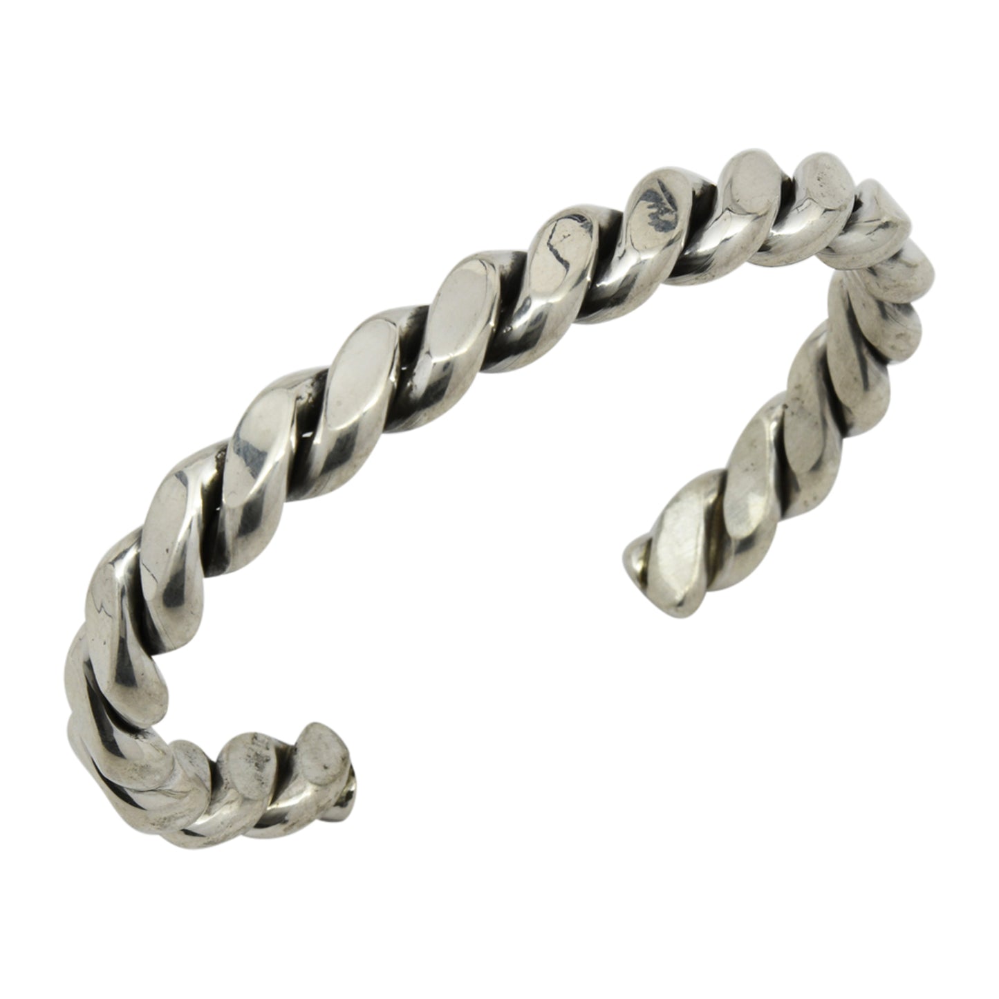 Elaine Tahe Sterling Silver Navajo Flat Twist 8.5mm Bracelet