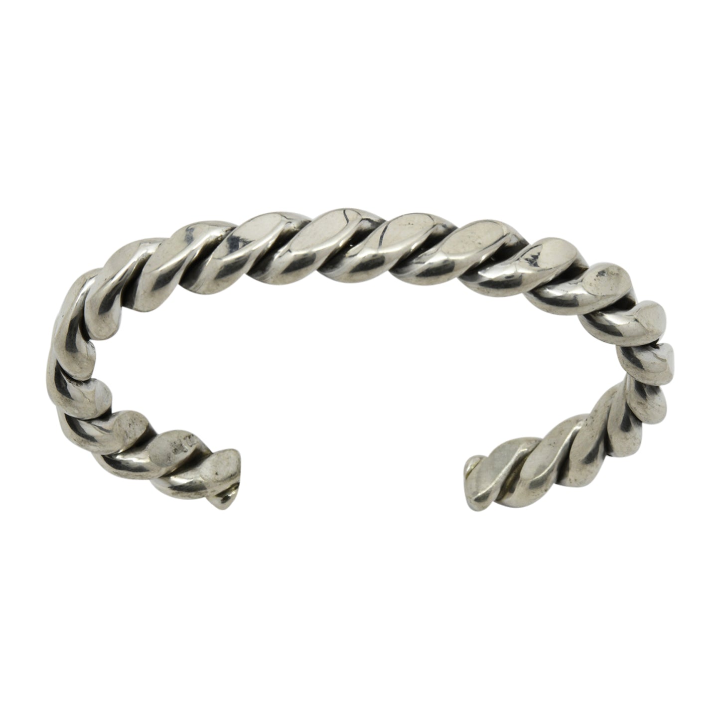 Elaine Tahe Sterling Silver Navajo Flat Twist 8.5mm Bracelet