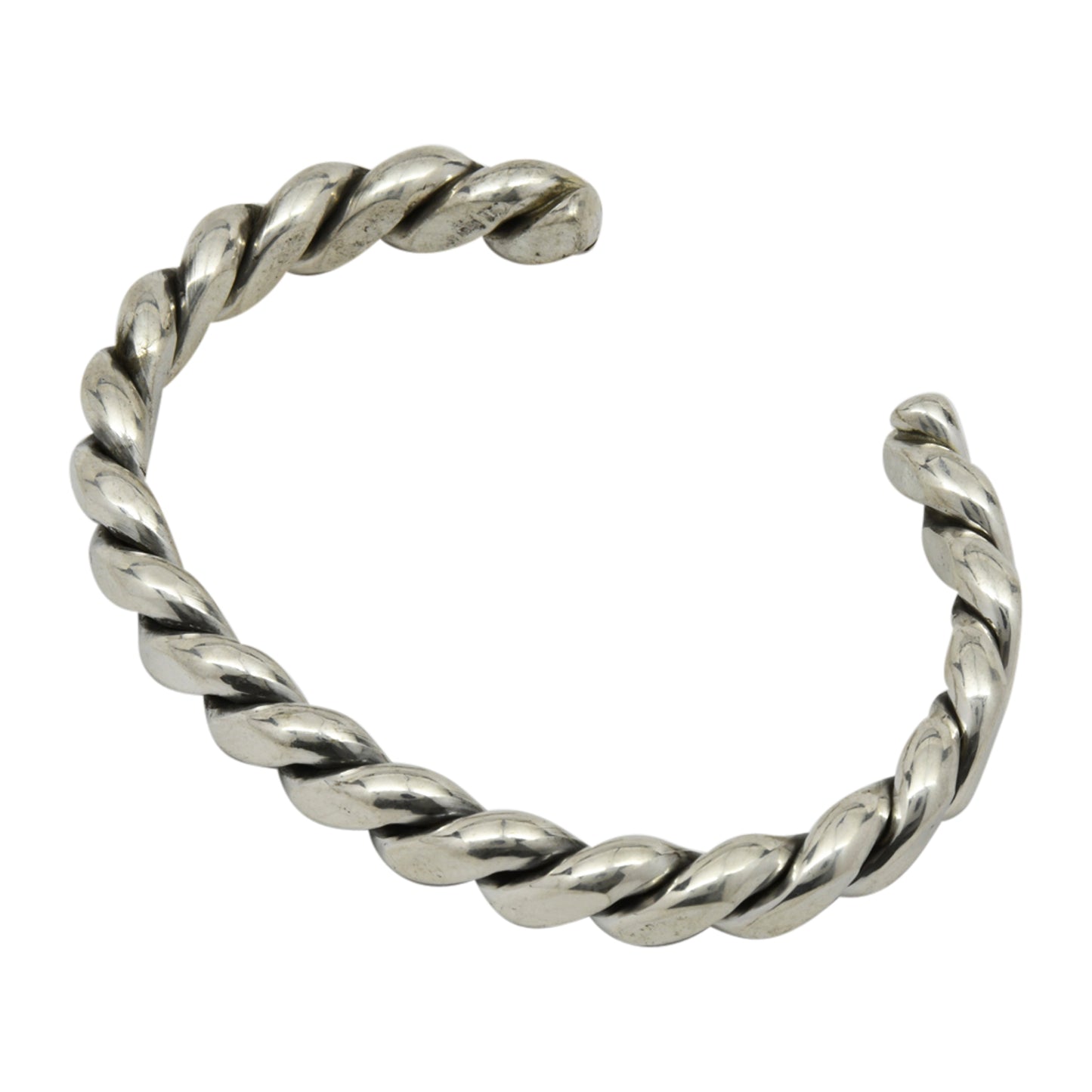 Elaine Tahe Sterling Silver Navajo Flat Twist 8.5mm Bracelet