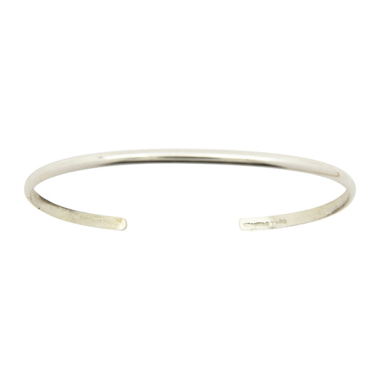 Elaine Tahe Sterling Silver Navajo Half Round Plain 2.5mm Bracelet