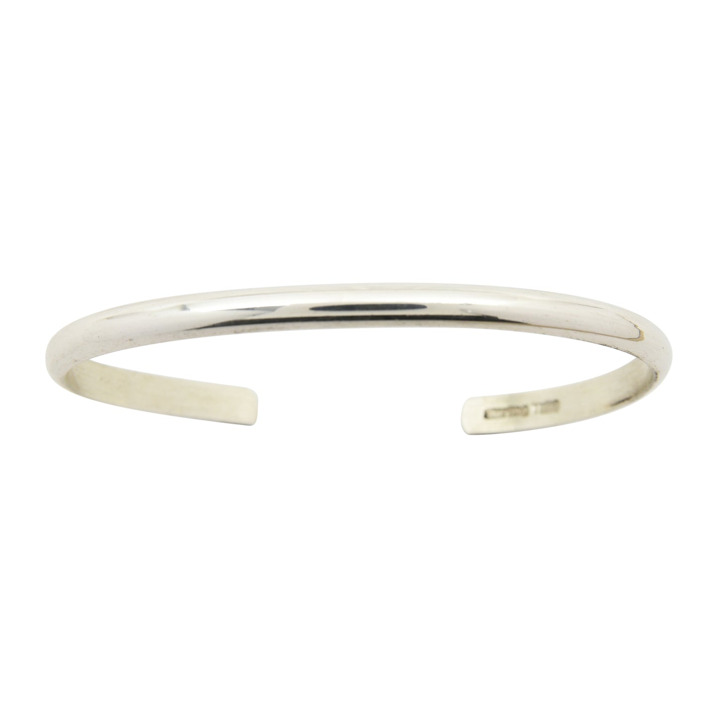 Elaine Tahe Sterling Silver Navajo Half Round Plain 4mm Bracelet