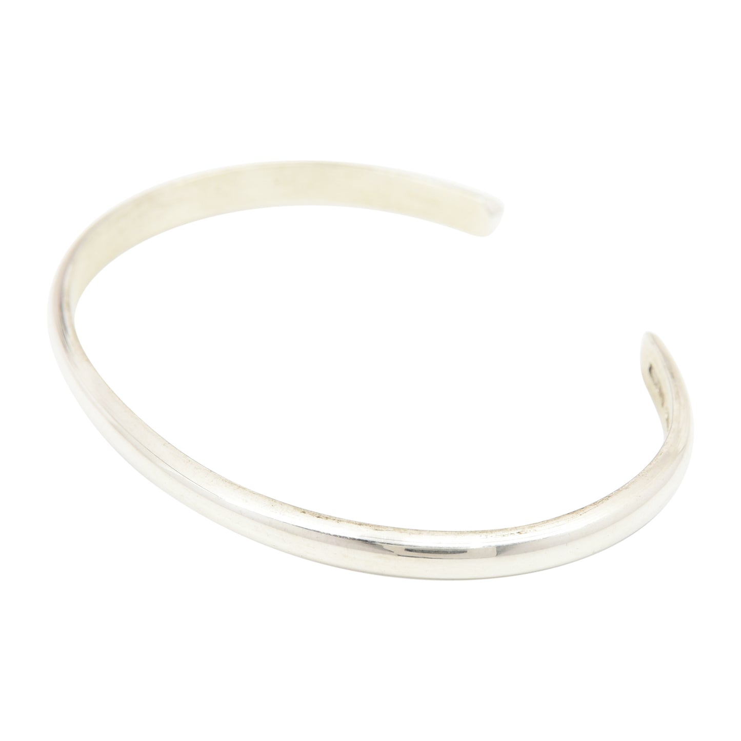 Elaine Tahe Sterling Silver Navajo Half Round Plain 4mm Bracelet