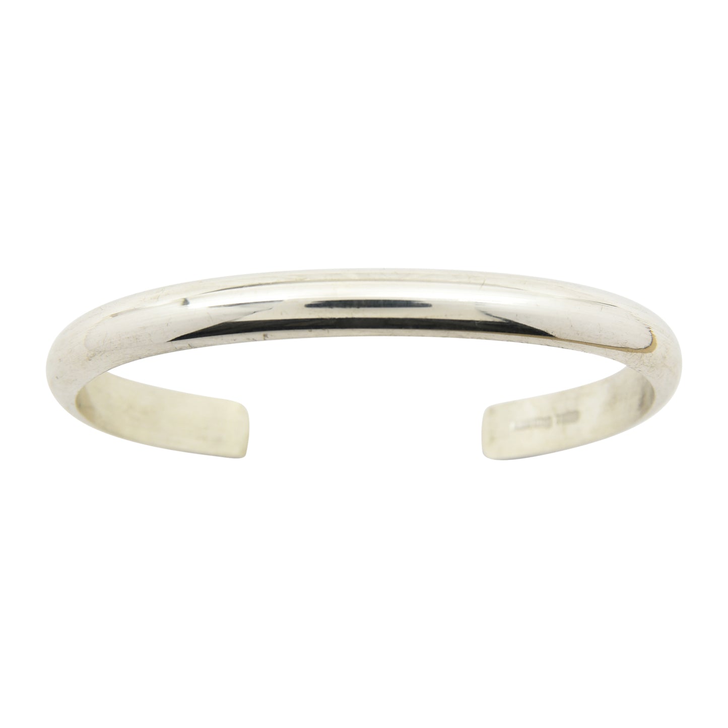 Elaine Tahe Sterling Silver Navajo Half Round Plain 6.5mm Bracelet