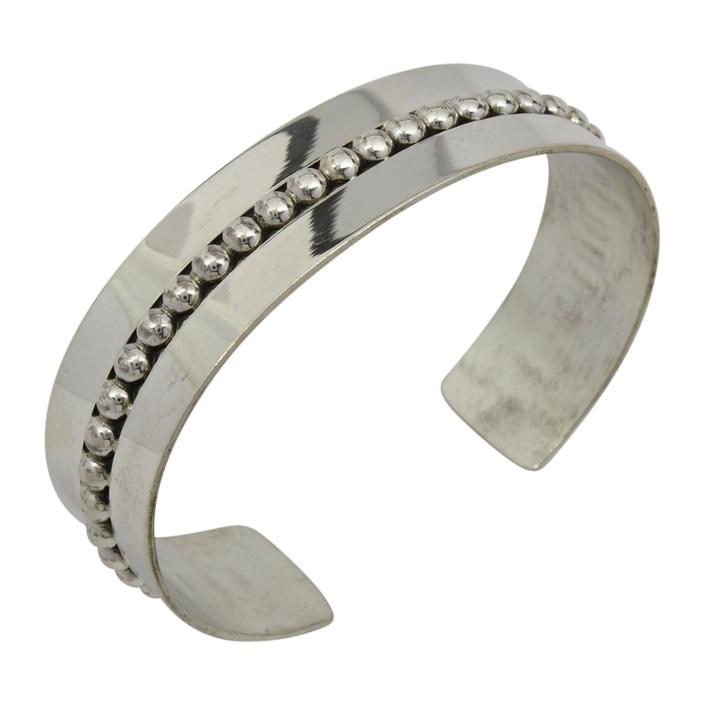 Elaine Tahe Sterling Silver Navajo Bead Drop Middle Bracelet