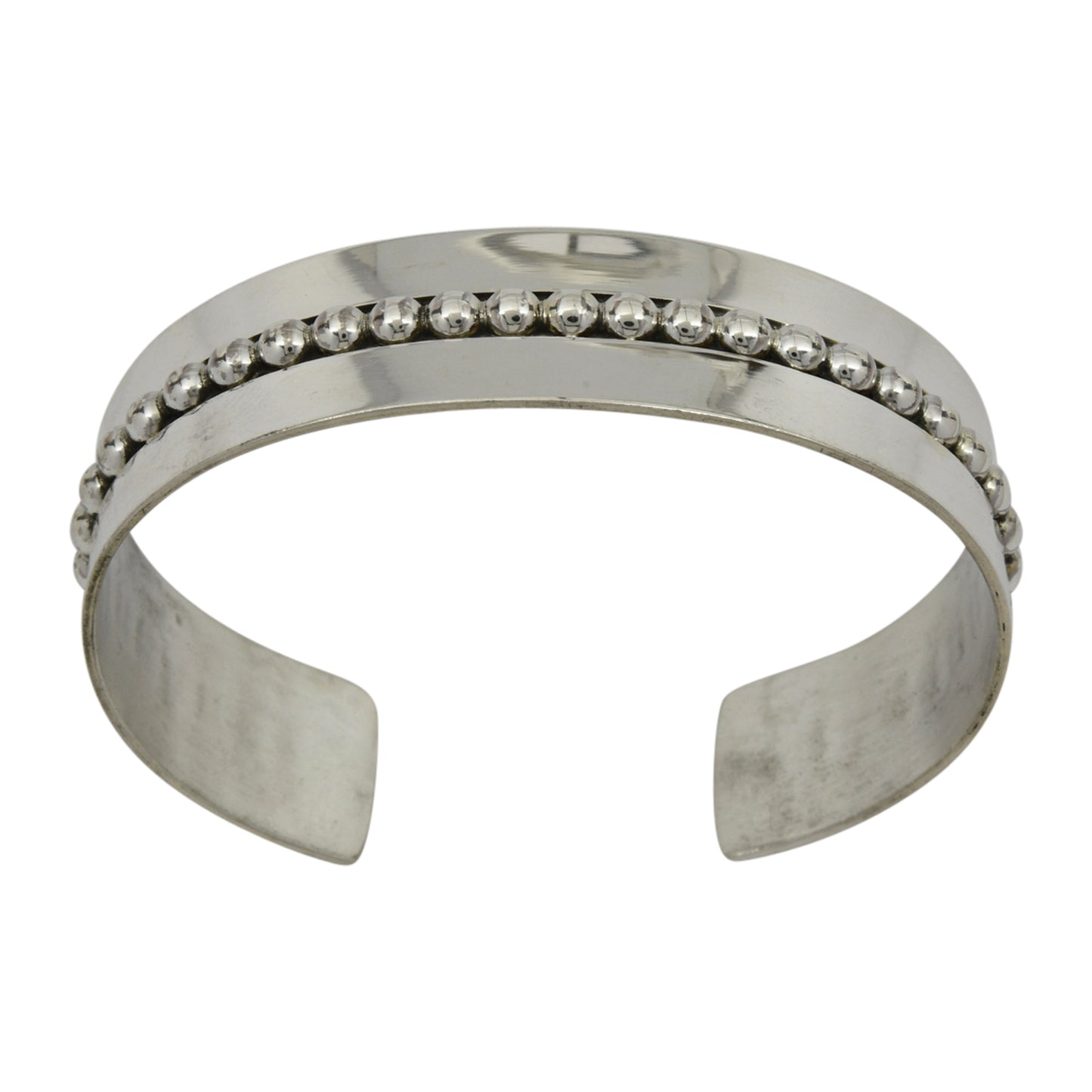 Elaine Tahe Sterling Silver Navajo Bead Drop Middle Bracelet