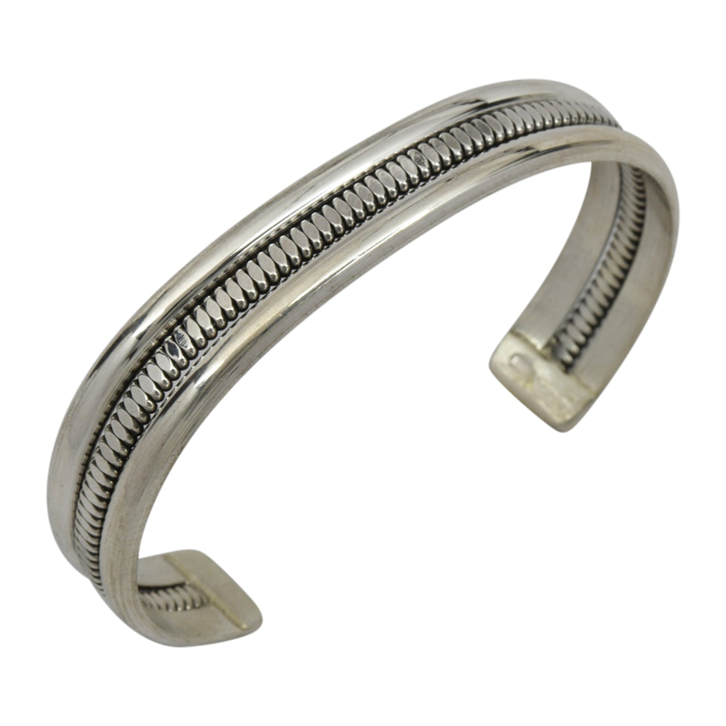 Elaine Tahe Sterling Silver Navajo Flat Coil Middle 11.5mm Bracelet