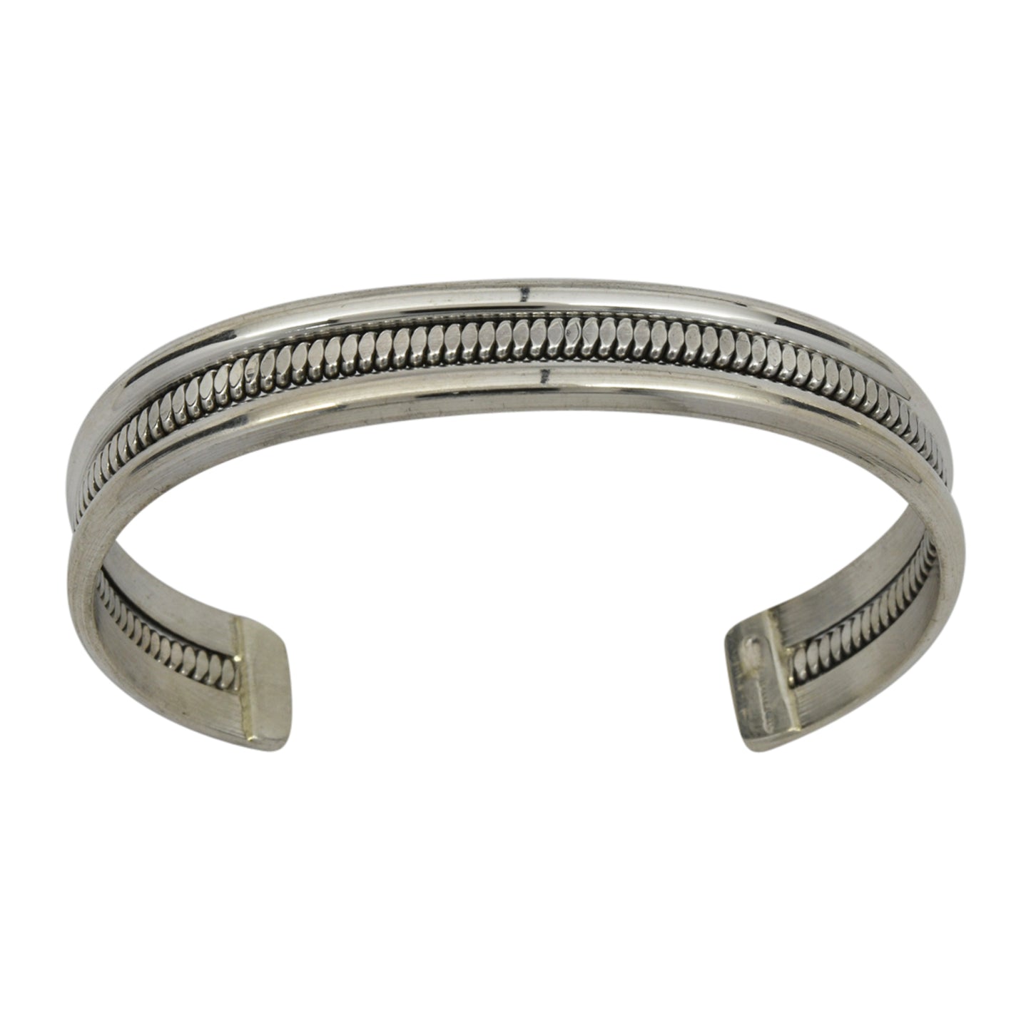 Elaine Tahe Sterling Silver Navajo Flat Coil Middle 11.5mm Bracelet