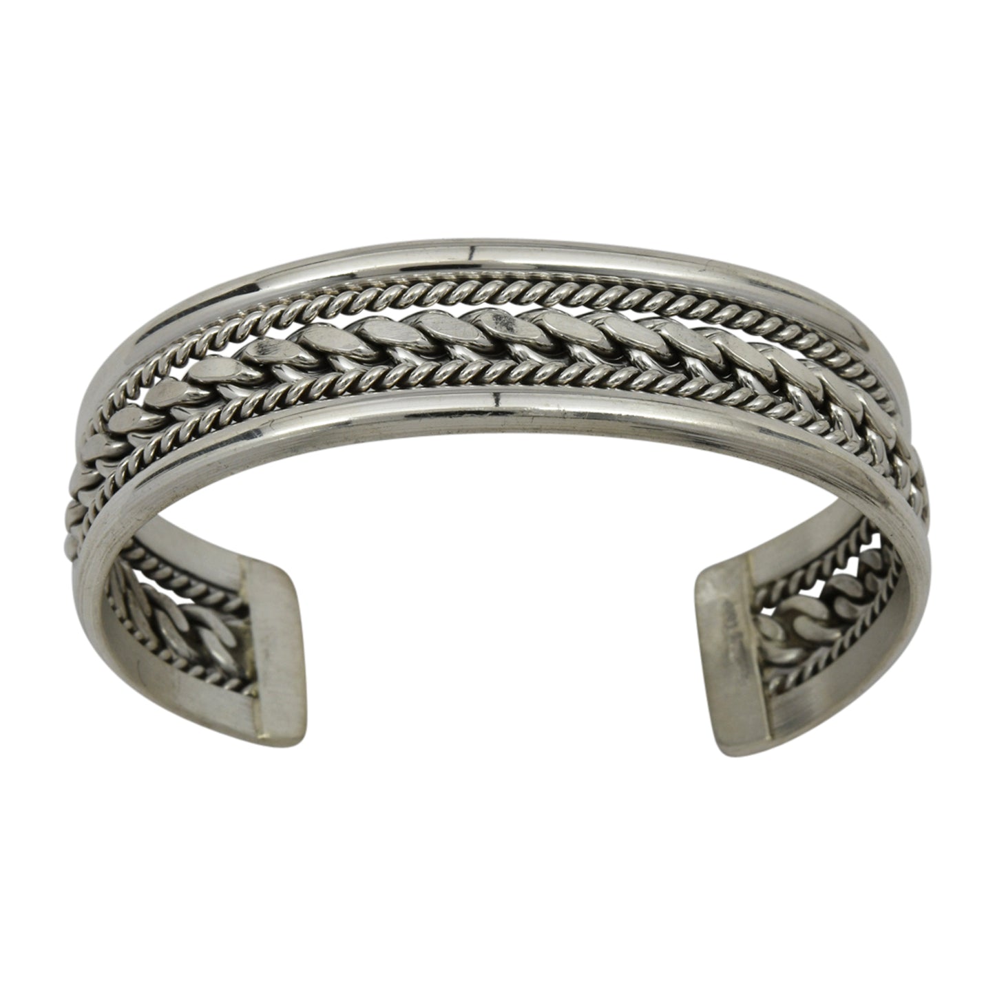 Elaine Tahe Sterling Silver Navajo Plain Rope Chain Wire 17mm Bracelet
