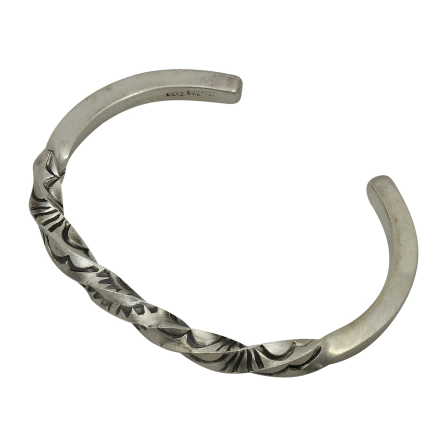 Elaine Tahe Sterling Silver Navajo Square Wire Middle Twist Bracelet