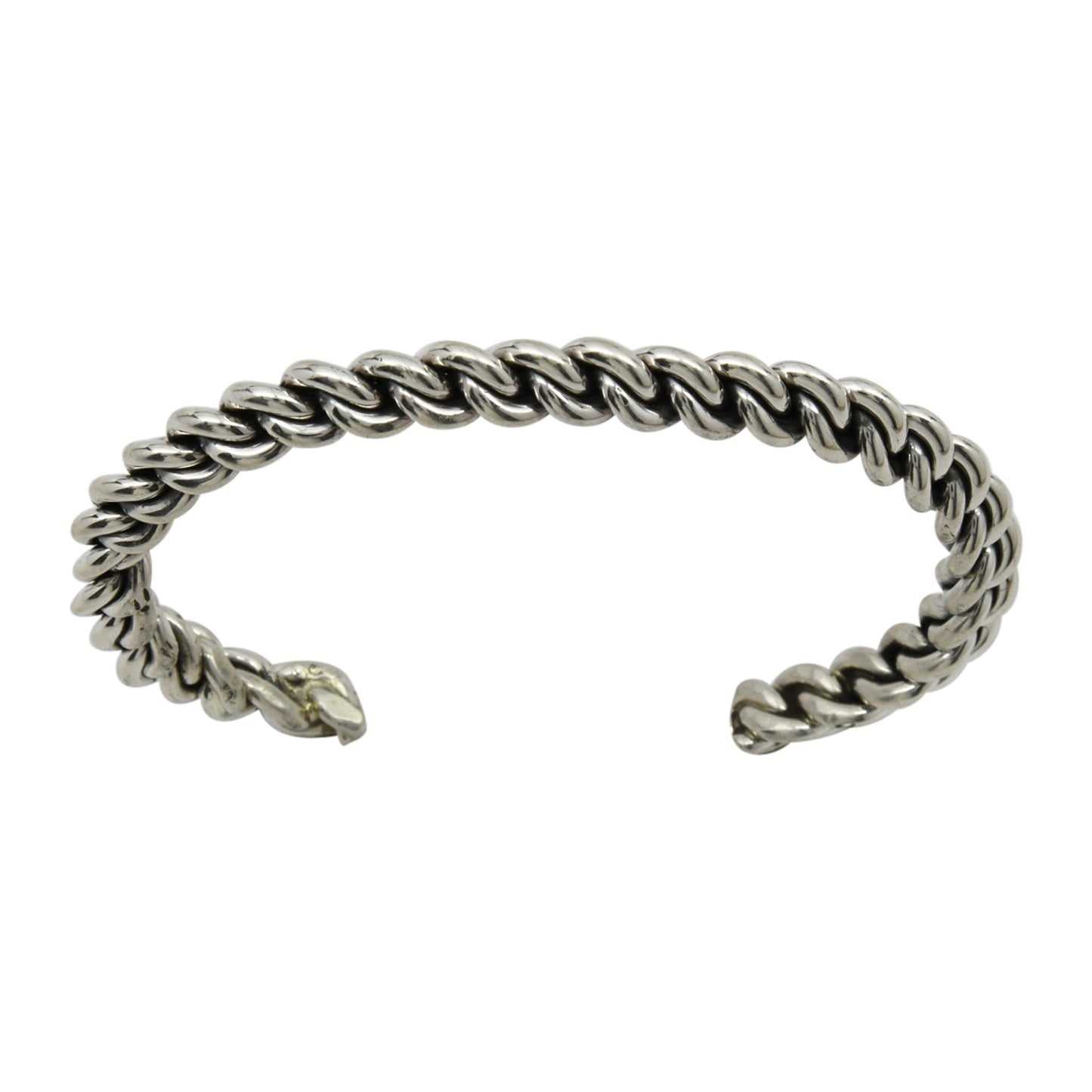 Elaine Tahe Sterling Silver Navajo Chain Link Style 6.5mm Cuff Bracelet