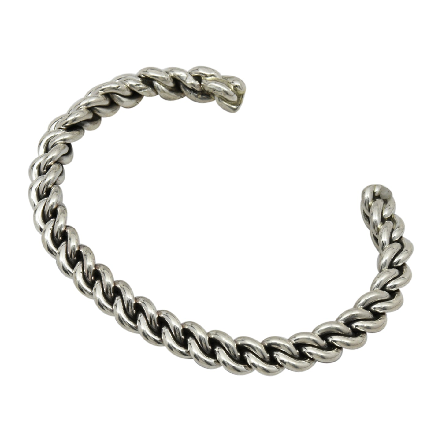 Elaine Tahe Sterling Silver Navajo Chain Link Style 6.5mm Cuff Bracelet