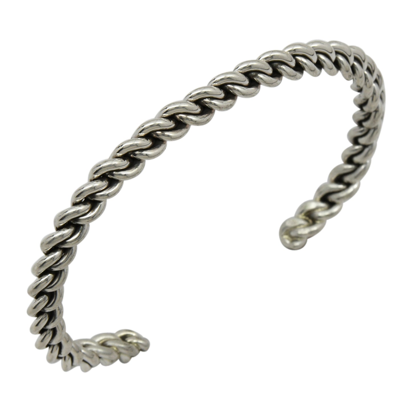 Elaine Tahe Sterling Silver Navajo Chain Link Style 5mm Cuff Bracelet
