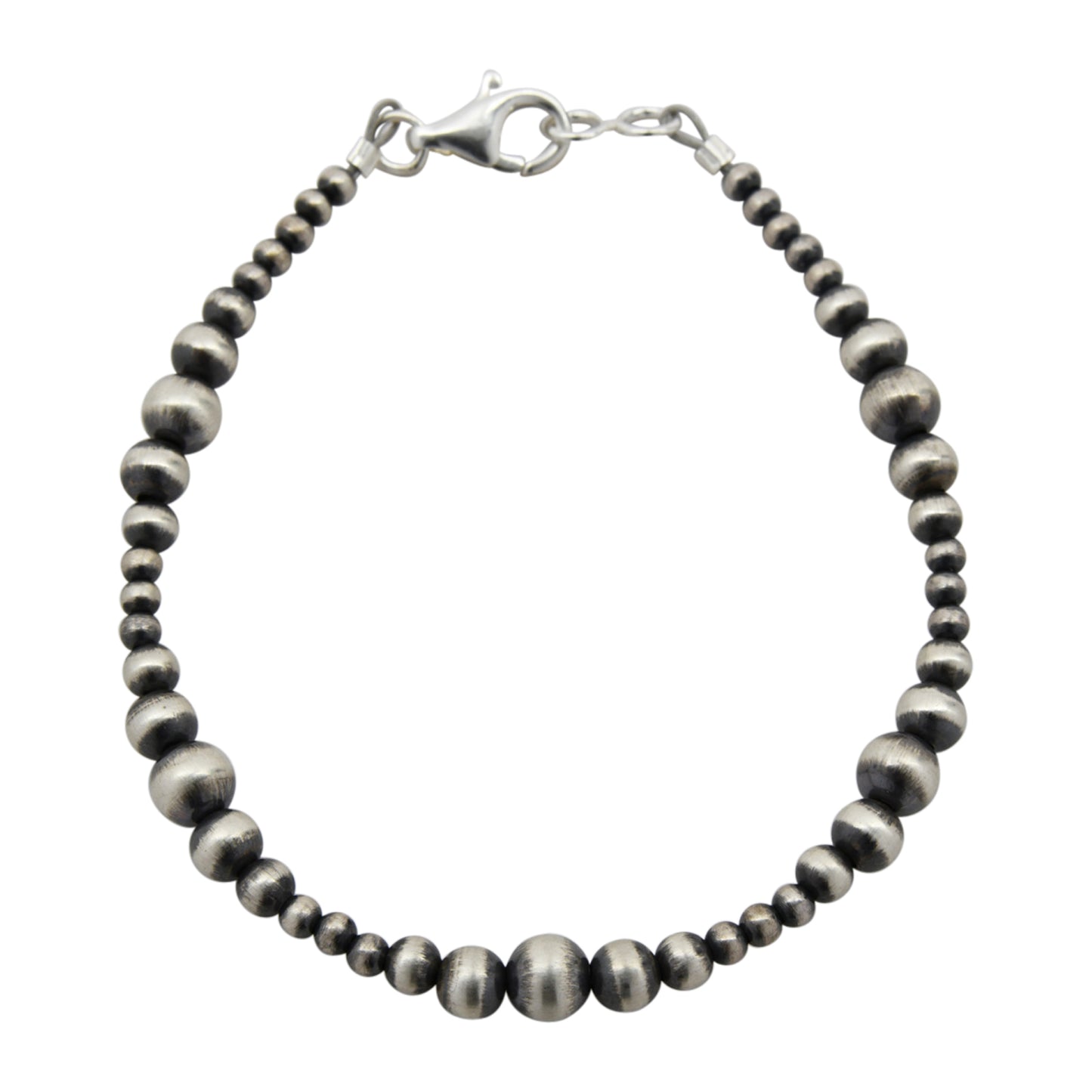 Sterling Silver Mixed Graduated Desert Pearls Oxidized Bead Bracelet. Available in 7" to 10"