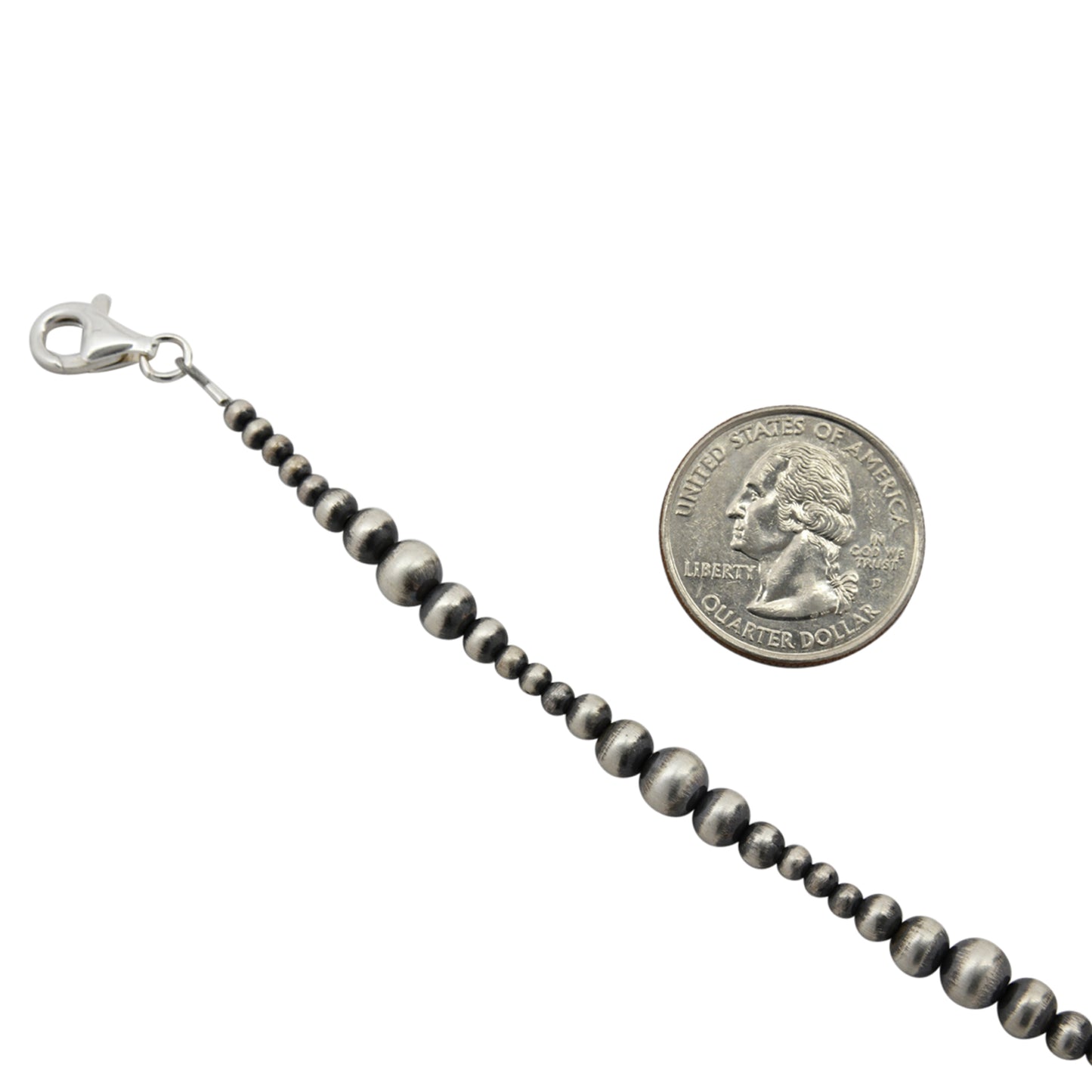 Sterling Silver Mixed Graduated Desert Pearls Oxidized Bead Bracelet. Available in 7" to 10"