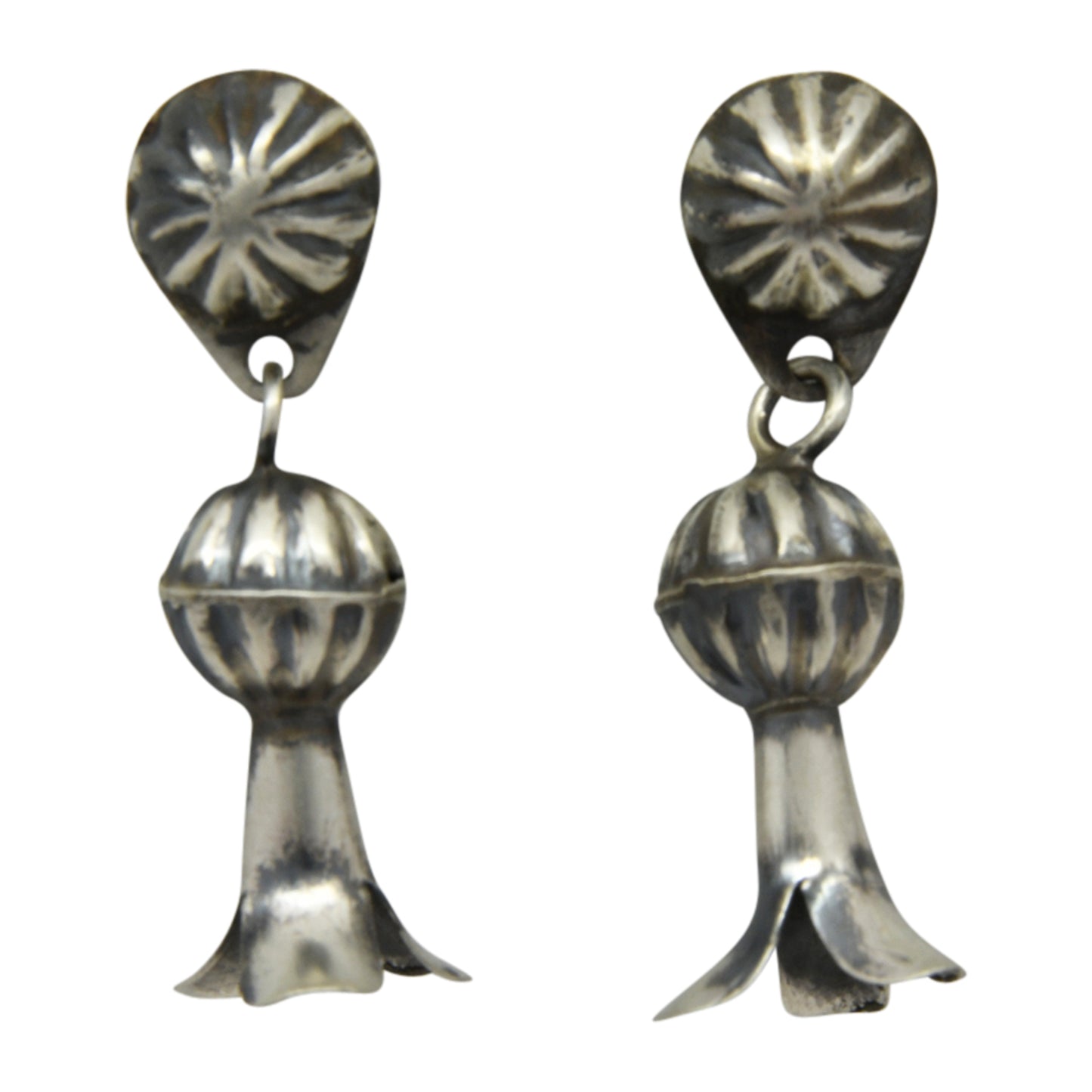 Lenora Garcia Sterling Silver Navajo Squash Blossom Post Earrings