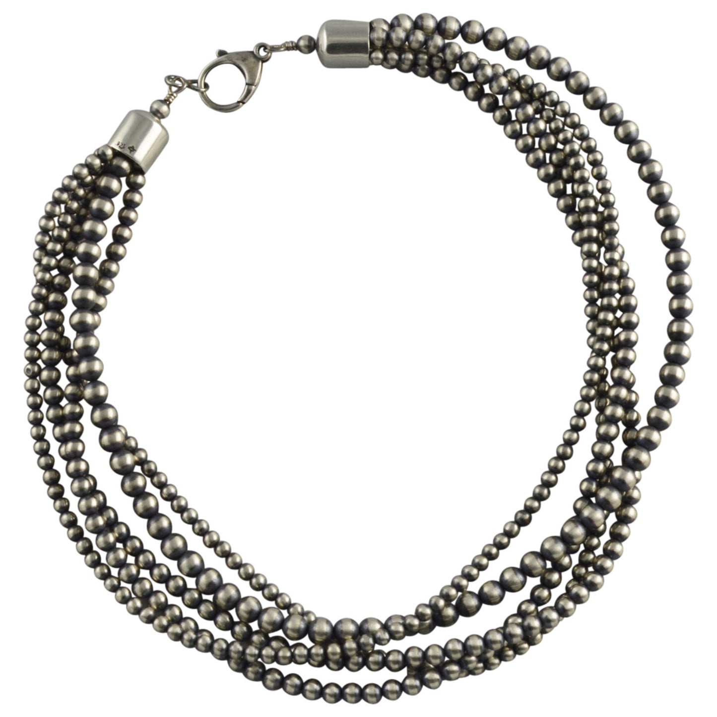 Sterling Silver Desert Pearls 5 Strand Mixed Bead Necklace. Available from 18" to 80"