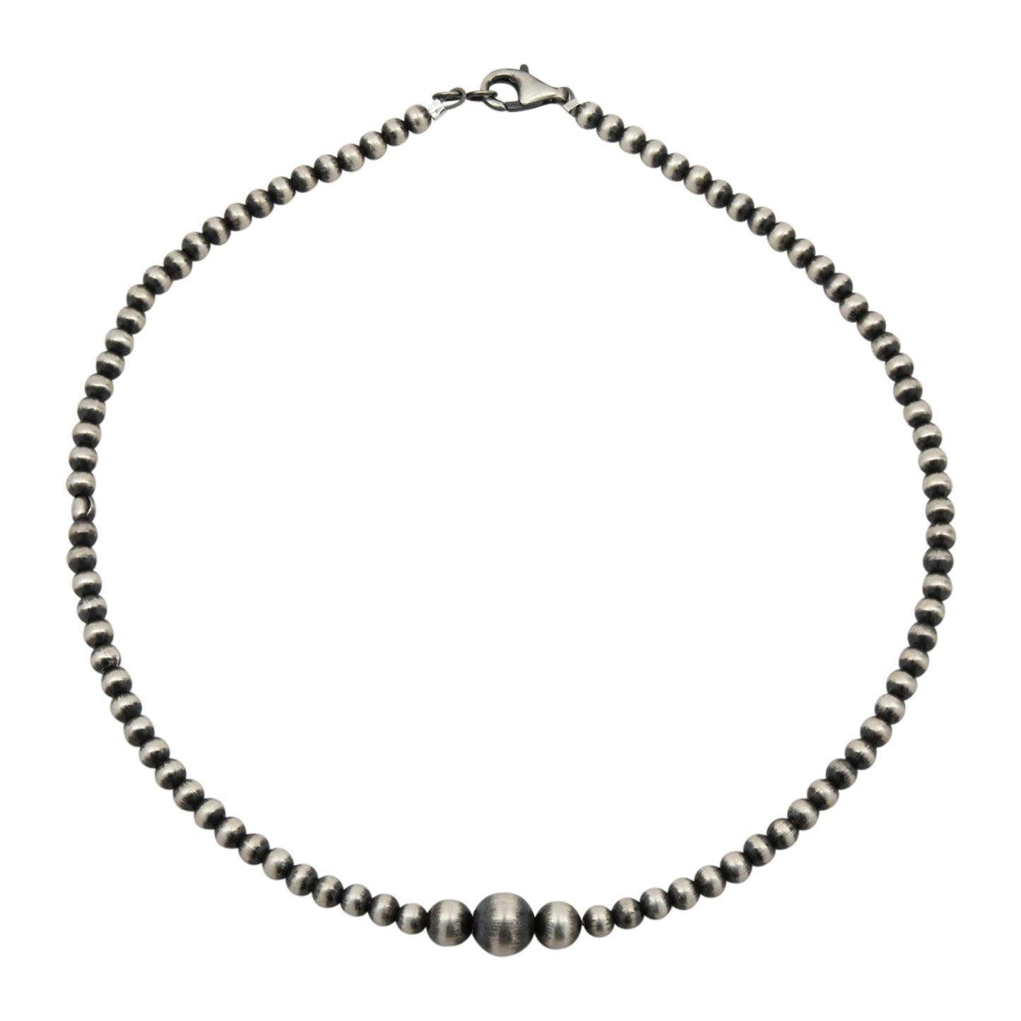 Sterling Silver Desert Pearls Oxidized 3 Bead Necklace 14"