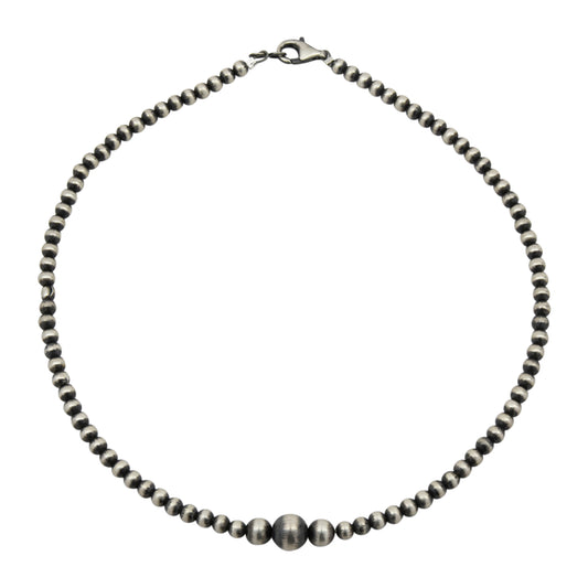 Sterling Silver Desert Pearls Oxidized 3 Bead Necklace 14"