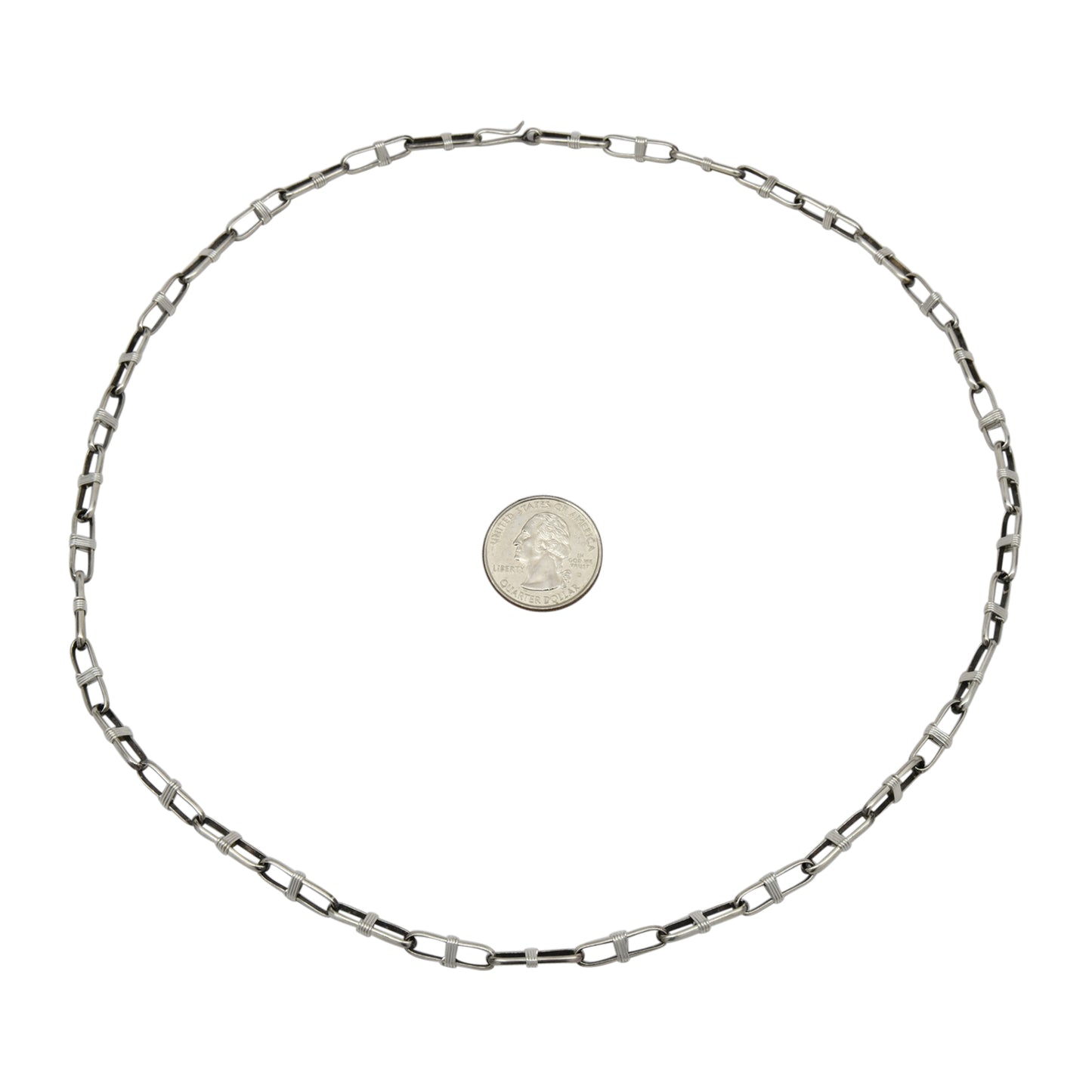 Sally Shirley Sterling Silver Navajo 14 Gauge Half Round Handmade Paper Clip Chain. Available from 24" to 30"