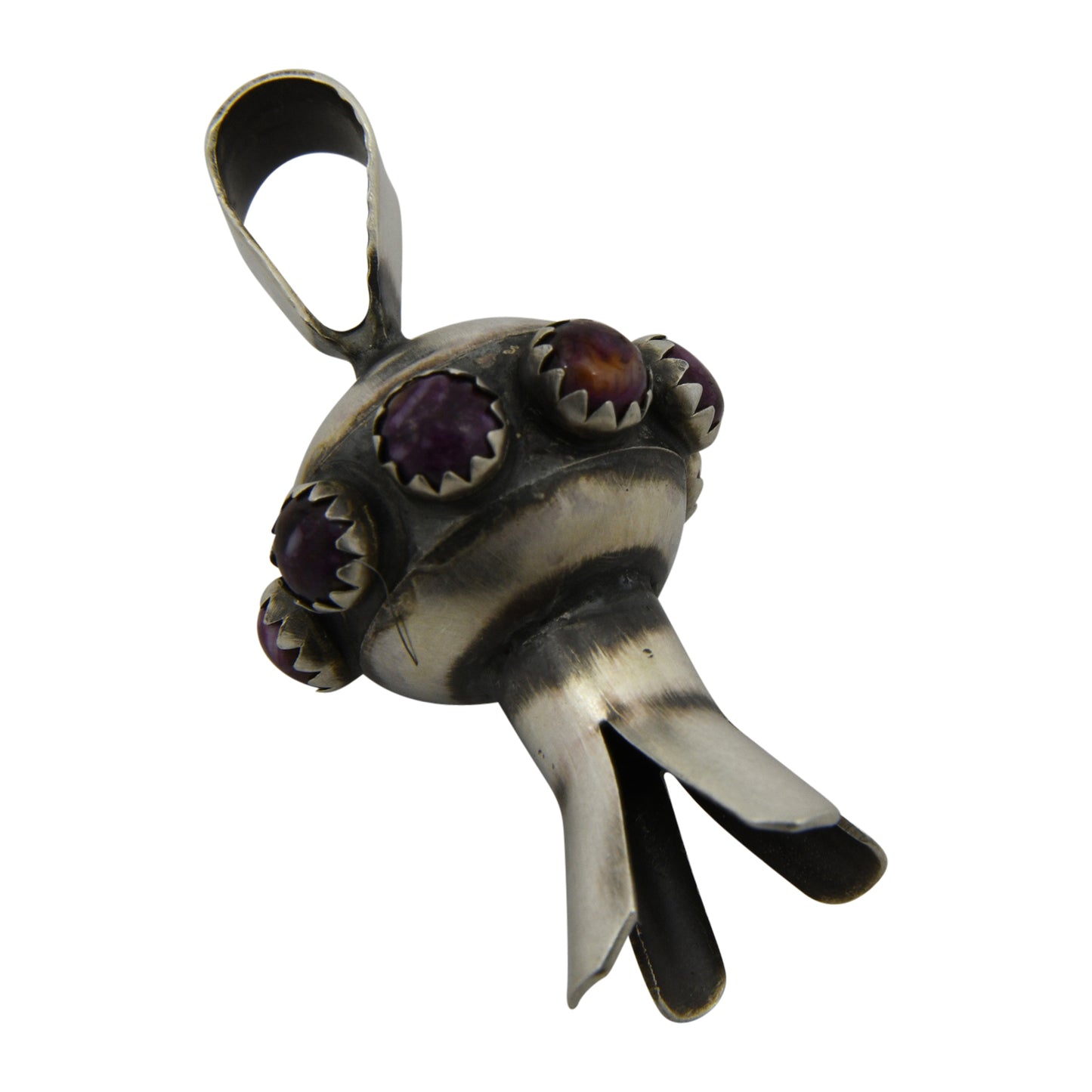 Monica Smith Sterling Silver Purple Spiny Oyster Mini Blossom Navajo Pendant