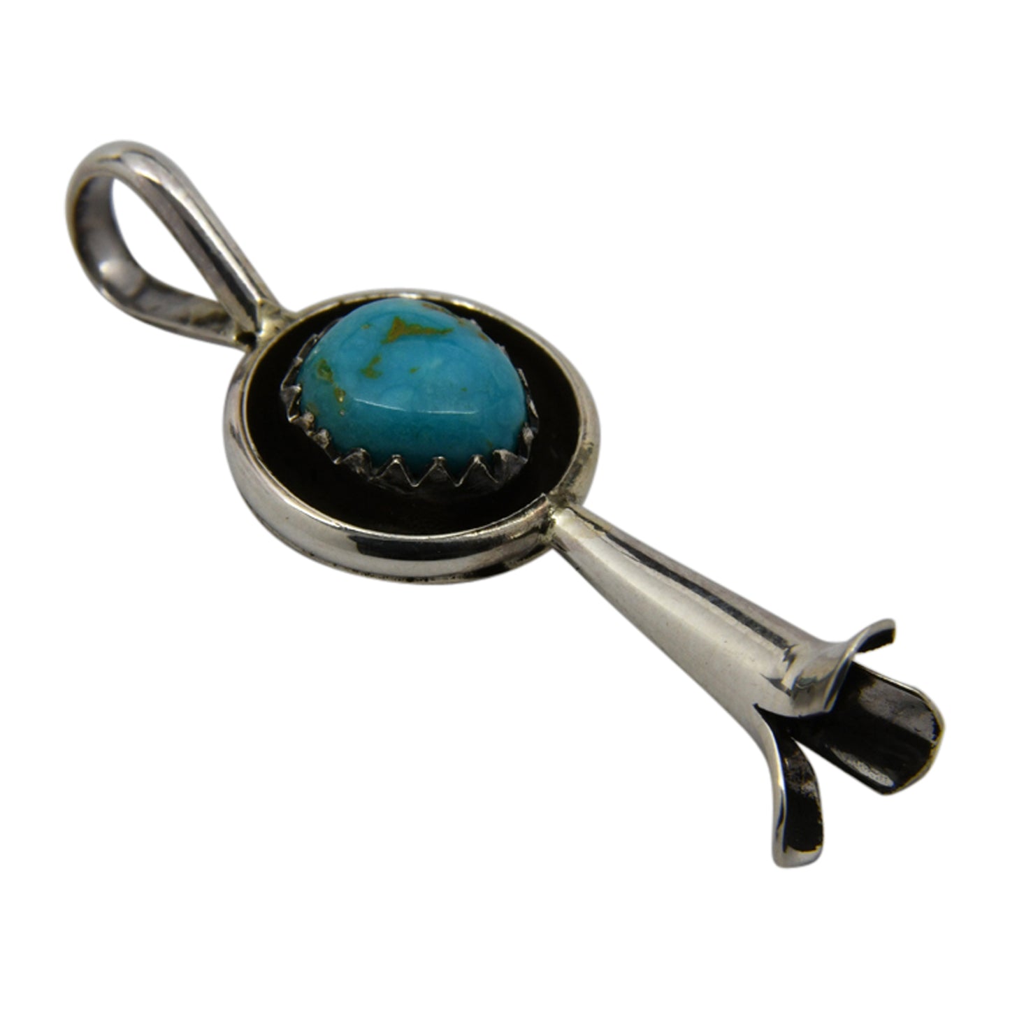 Phil & Lenora Garcia Sterling Silver Turquoise Squash Blossom Navajo Pendant