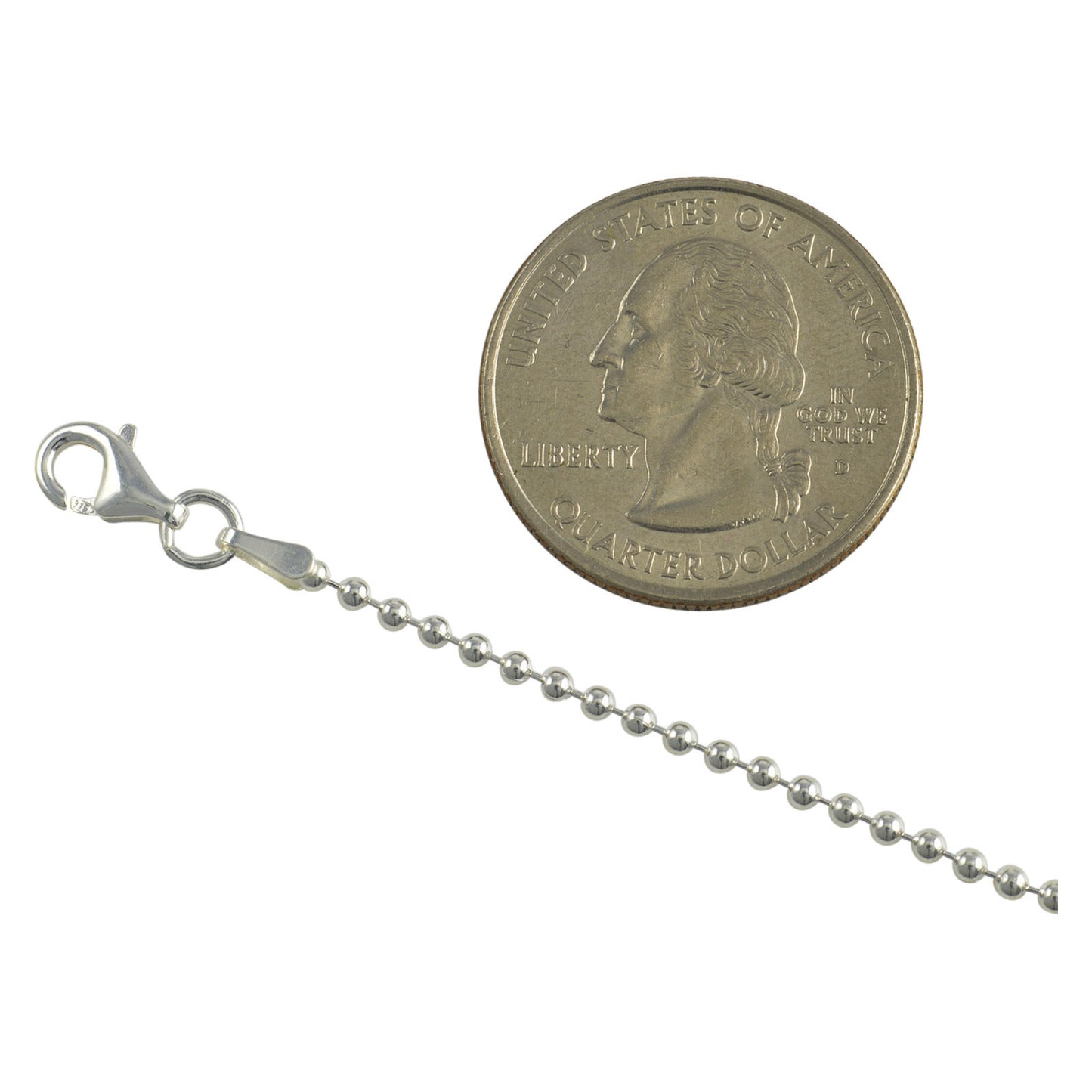 Sterling Silver Round Bead Ball 180 1.8mm Necklace Chain Solid Dog Tag Jewelry