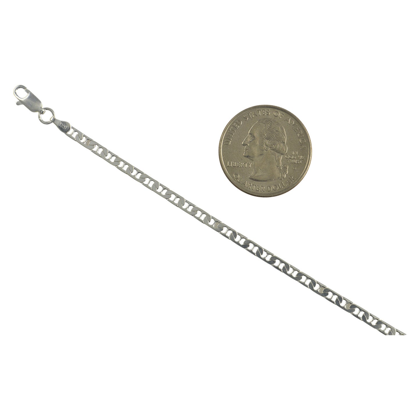 Sterling Silver Flat Marina 080 3mm Necklace Chain Italian Italy Solid .925