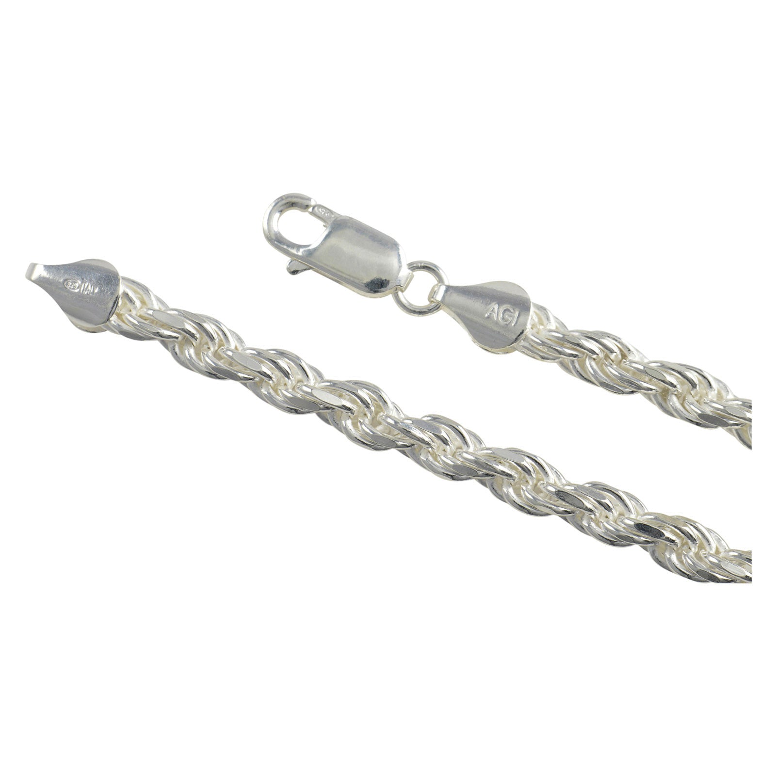 Sterling Silver Diamond Cut Rope 100 5mm Bracelet Chain Italian .925 J –  Select Lines Jewelry