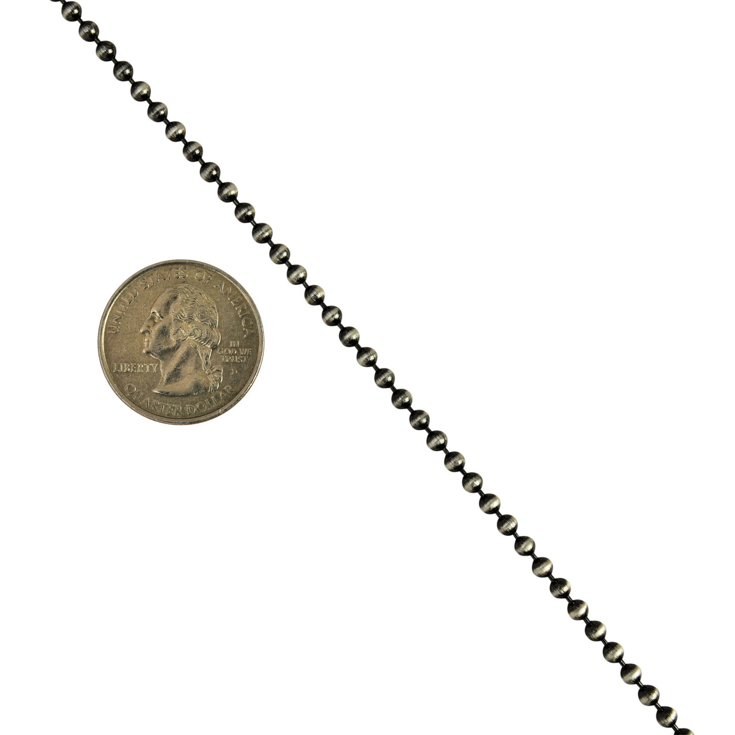 Sterling Silver Gunmetal Oxidized Round Bead 3mm Necklace Chain .925 Italy