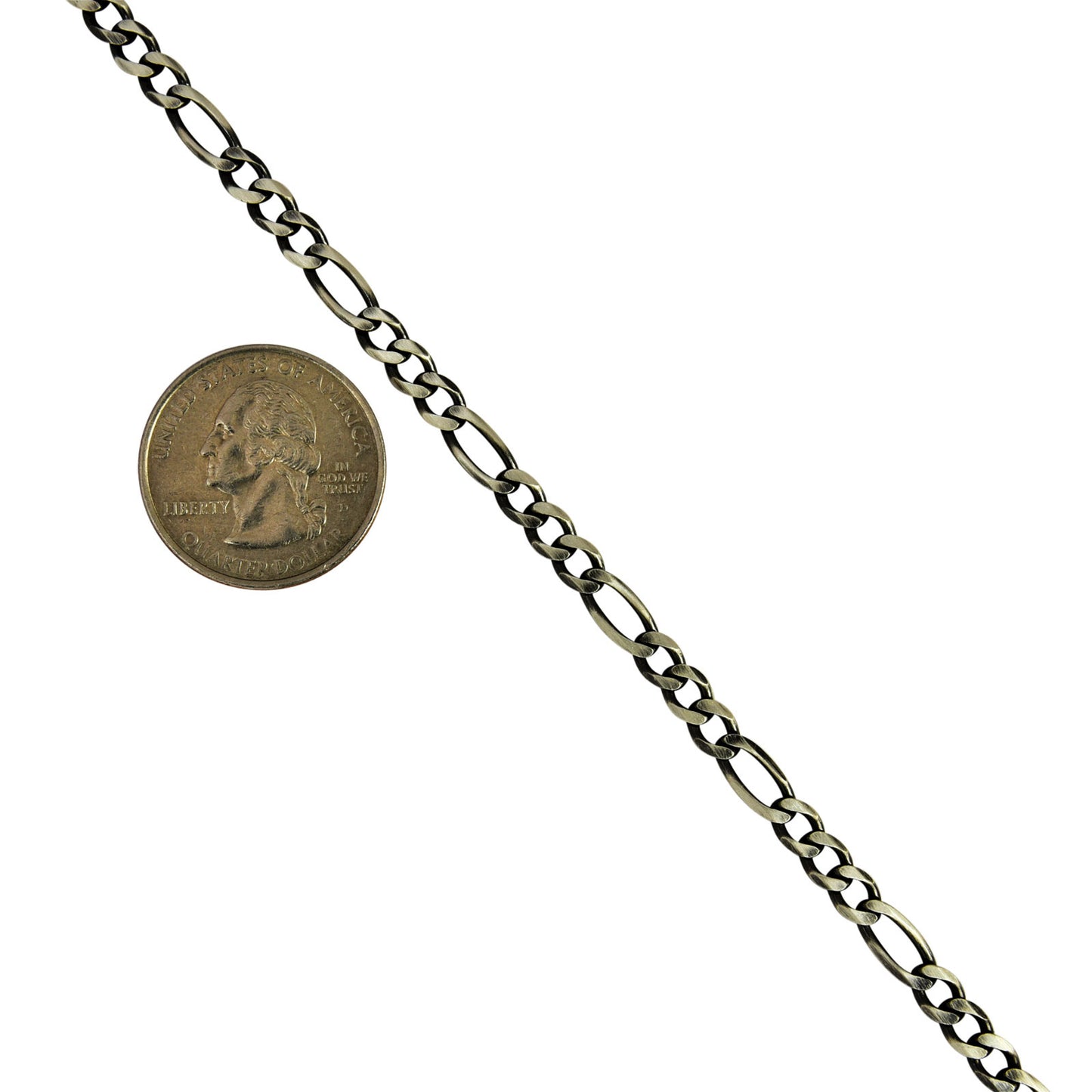 Sterling Silver Gunmetal Oxidized Figaro 4.8mm Necklace Chain .925 Italy