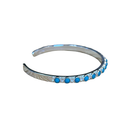 Sterling Silver 17-Stone Turquoise Row Cuff Bracelet