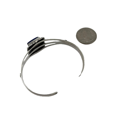Lapis Row Cuff Bracelet Sterling Silver