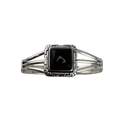 Onyx Row Cuff Bracelet Sterling Silver