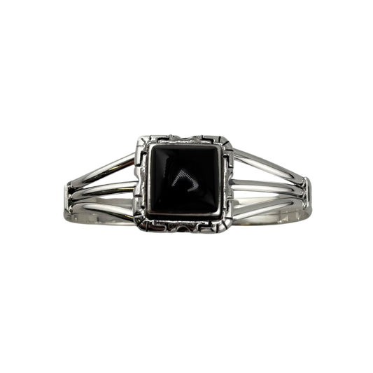 Onyx Row Cuff Bracelet Sterling Silver