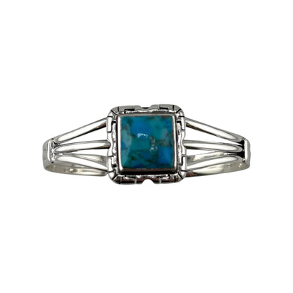 Turquoise Row Cuff Bracelet Sterling Silver