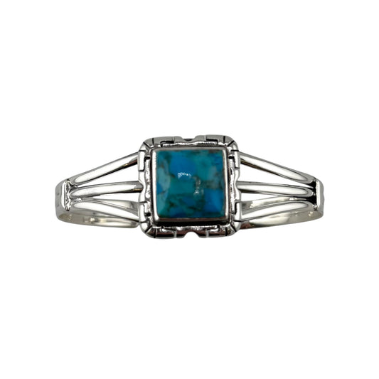 Turquoise Row Cuff Bracelet Sterling Silver