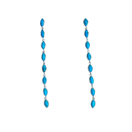 Sterling Silver Turquoise Row Post Earrings