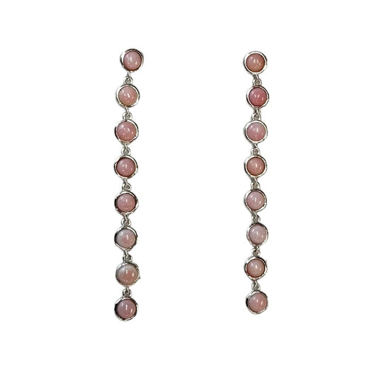 Sterling Silver Pink Conch Row Screwback Post Earrings