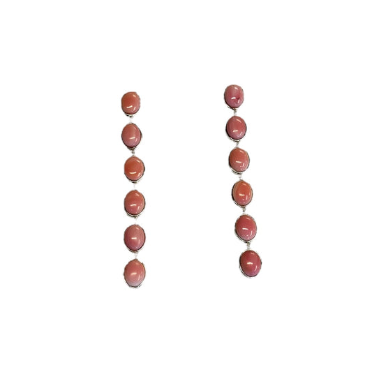 Sterling Silver Pink Conch Oval Screwback Post Earrings