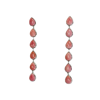 Sterling Silver Pink Conch Drop Screwback Post Earrings