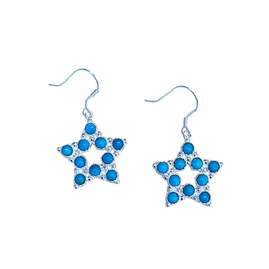 Sterling Silver Turquoise Star Dangle Earrings