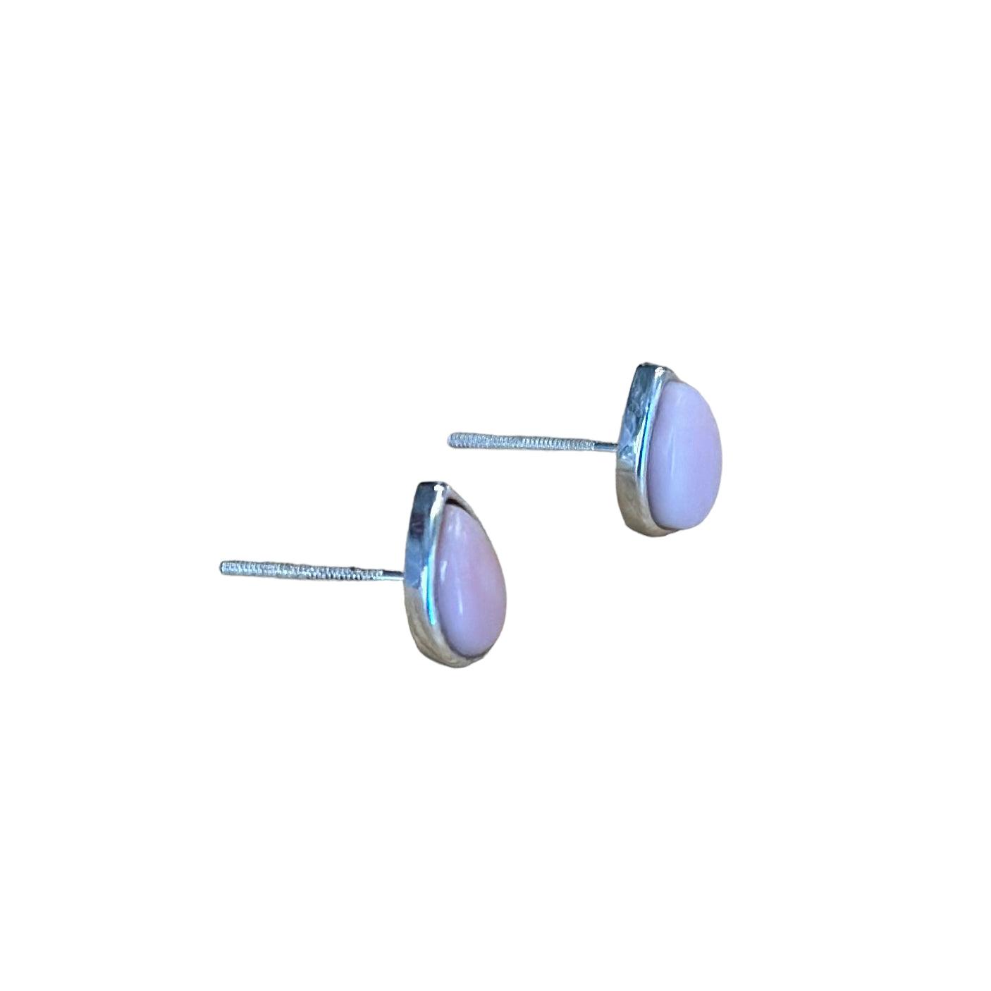 Sterling Silver Pink Conch Drop Screwback Post Earrings